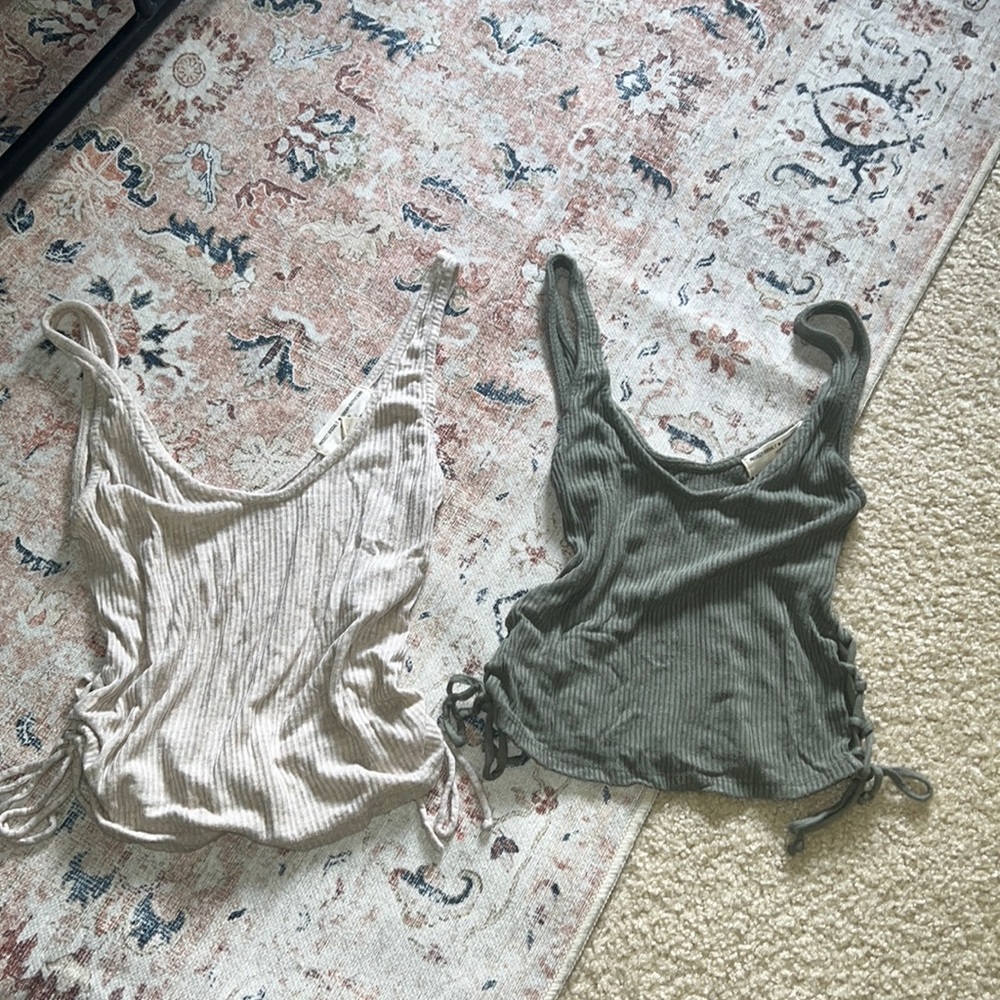 2 URBAN OUTFITTERS TANK TOPS W/ LACE UP DETAIL ON SIDE